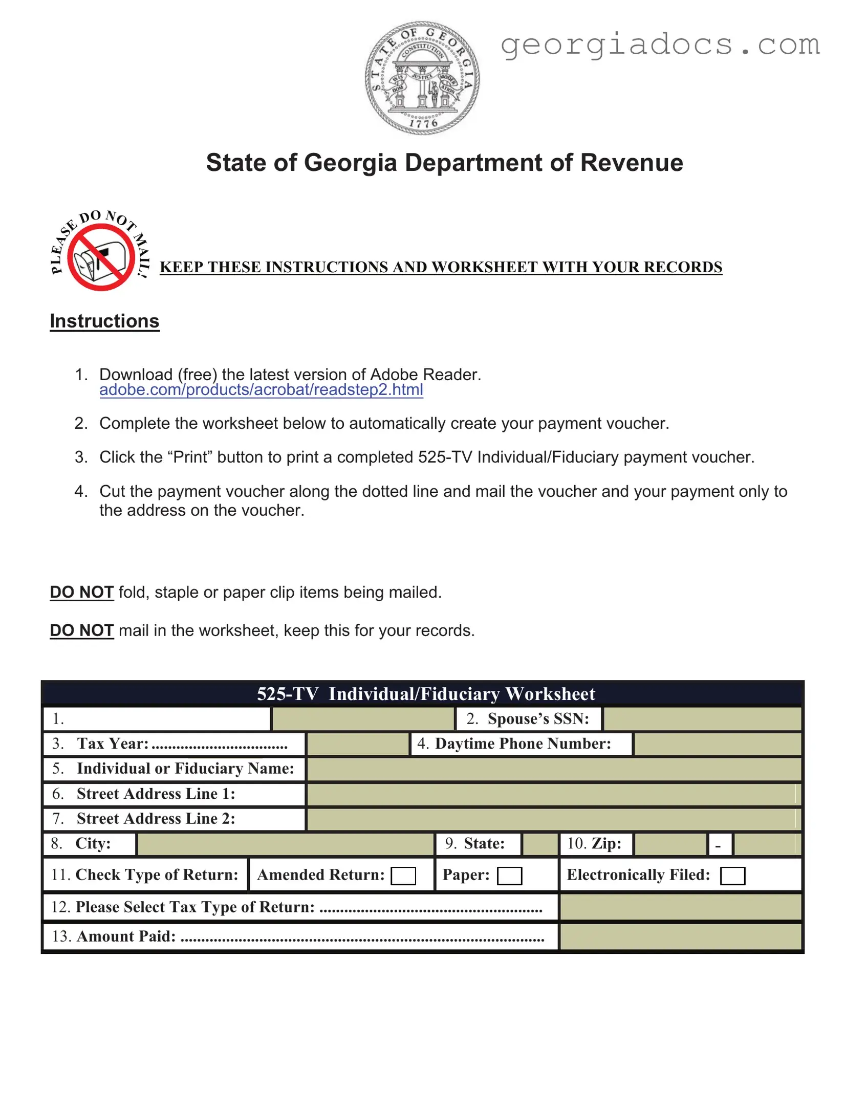 Georgia 525 Tv Template in PDF