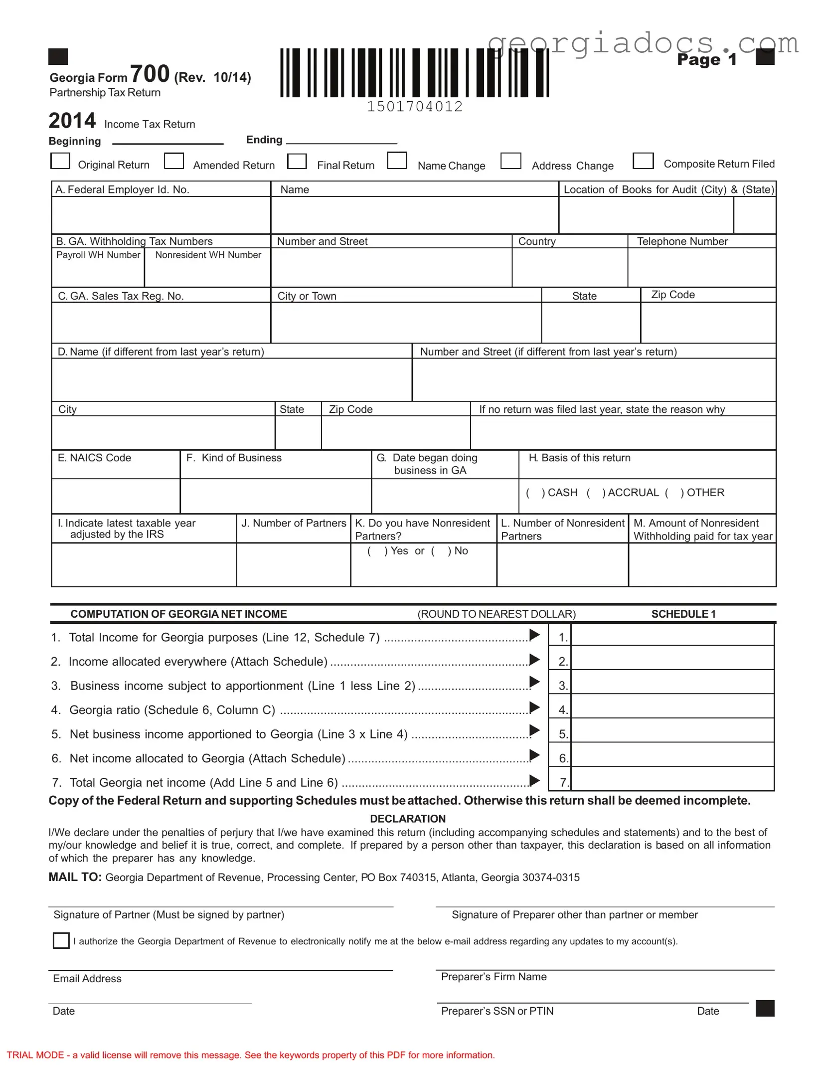 Georgia 700 Template in PDF
