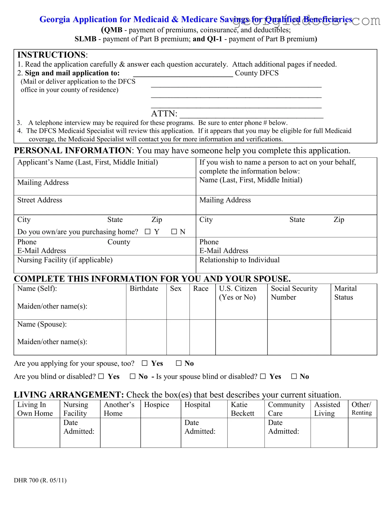 Georgia Application For Medicaid Template in PDF