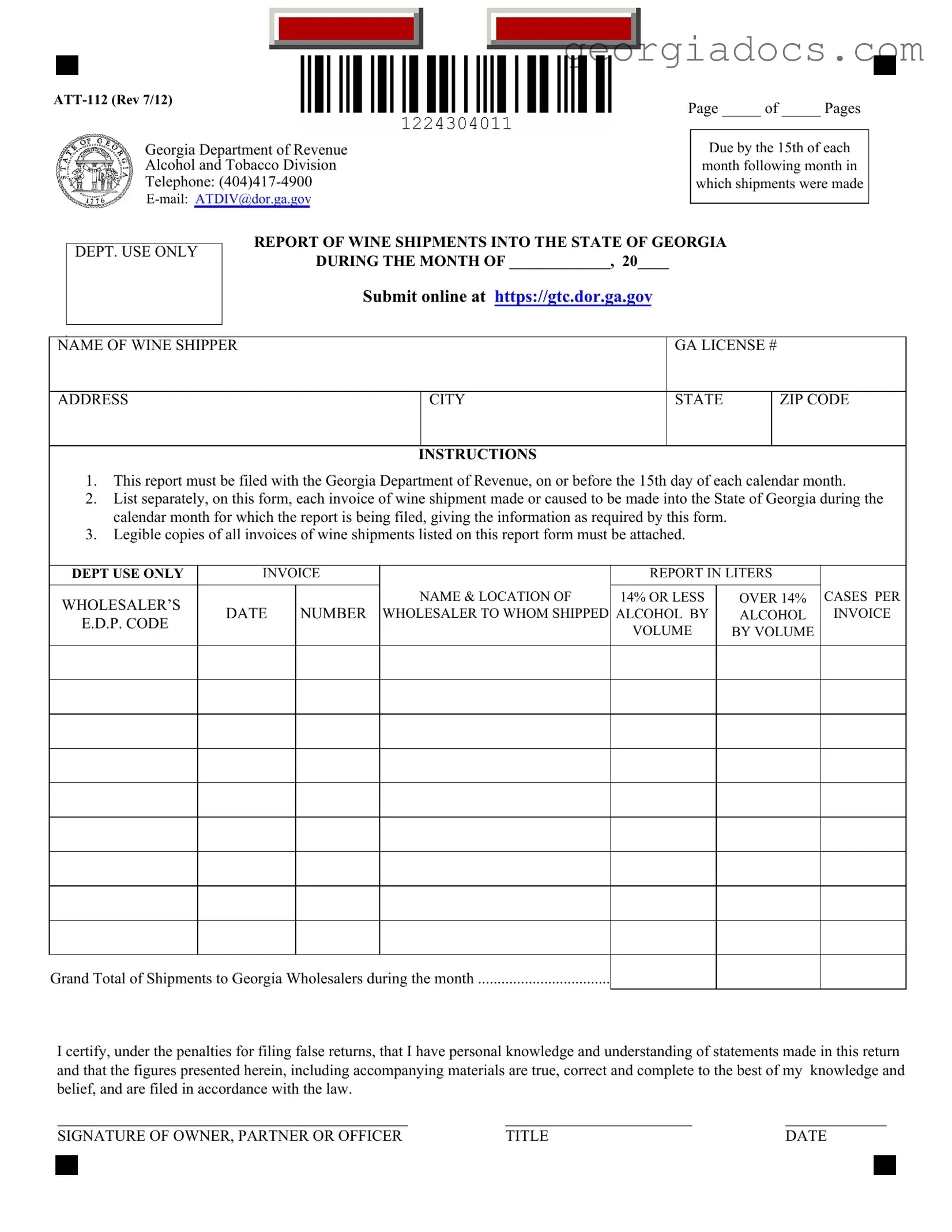 Georgia Att 112 Template in PDF