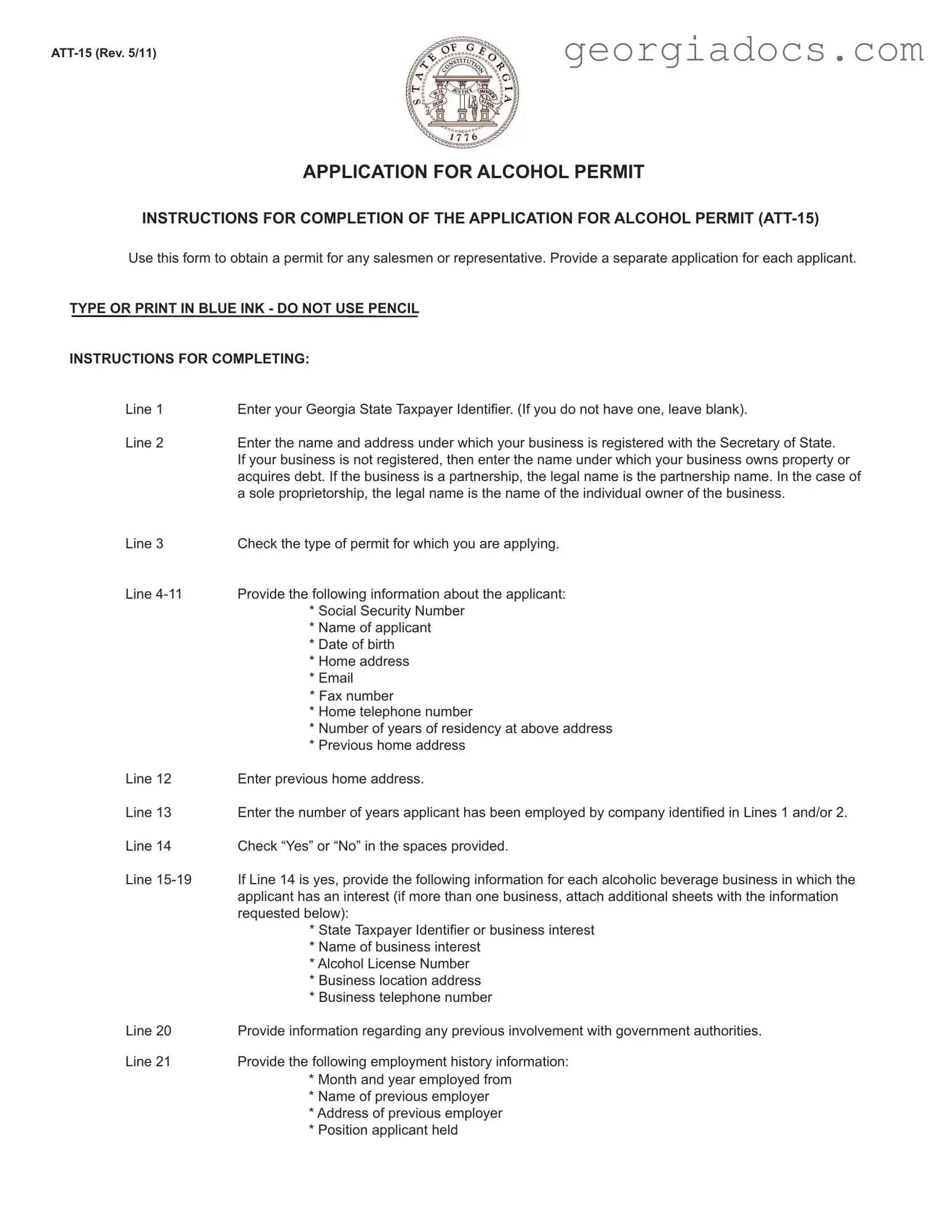 Georgia Att 15 Template in PDF