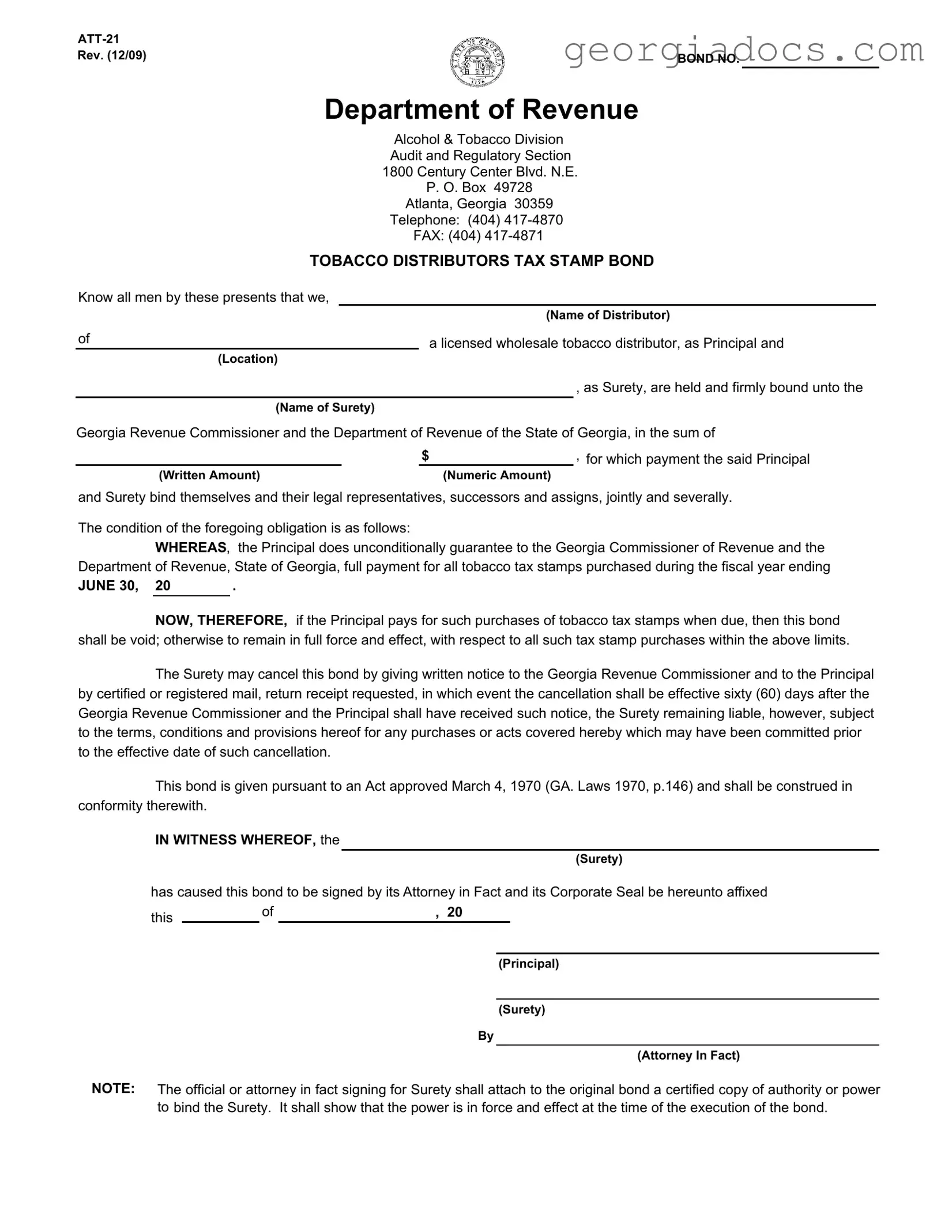 Georgia Att 21 Template in PDF