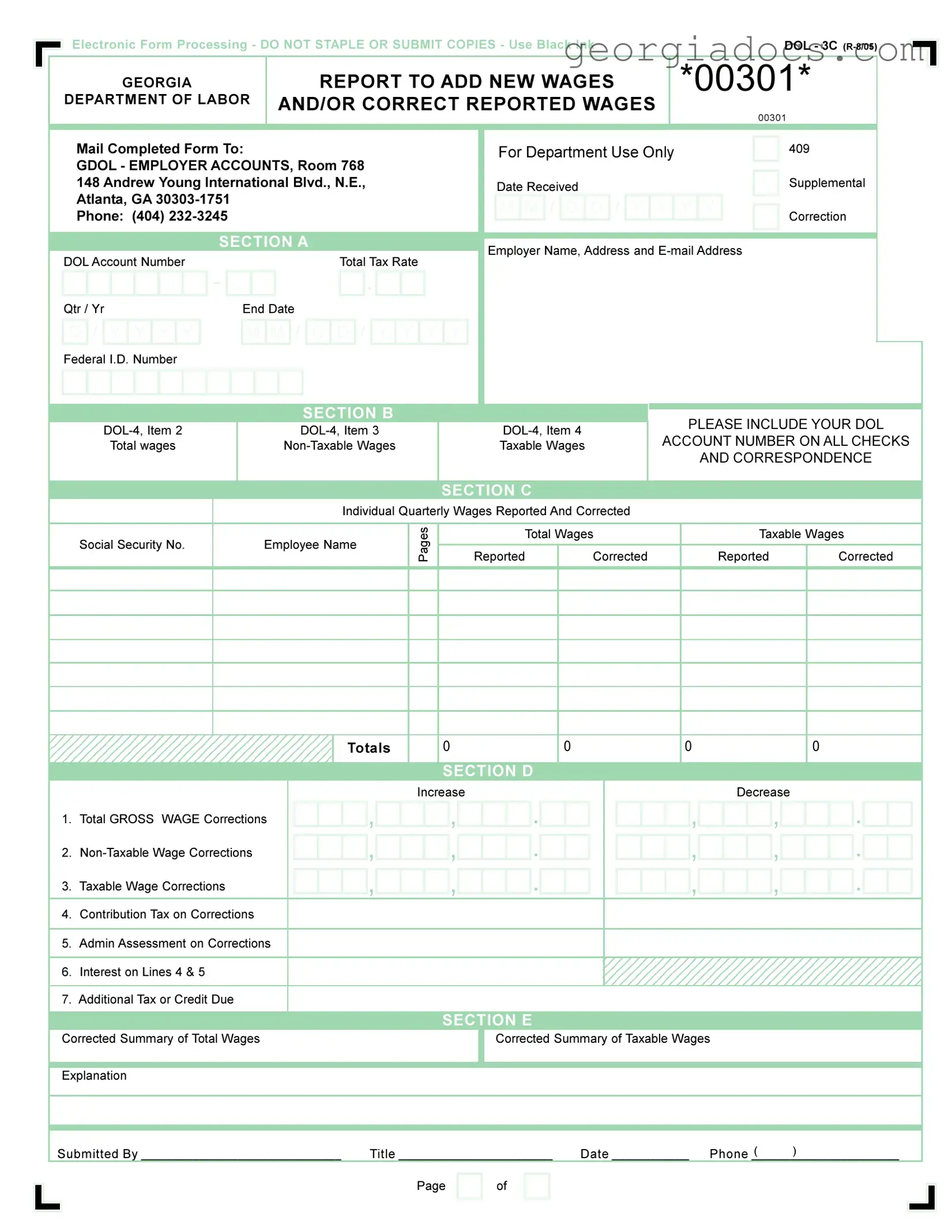 Georgia Dol 3C Template in PDF