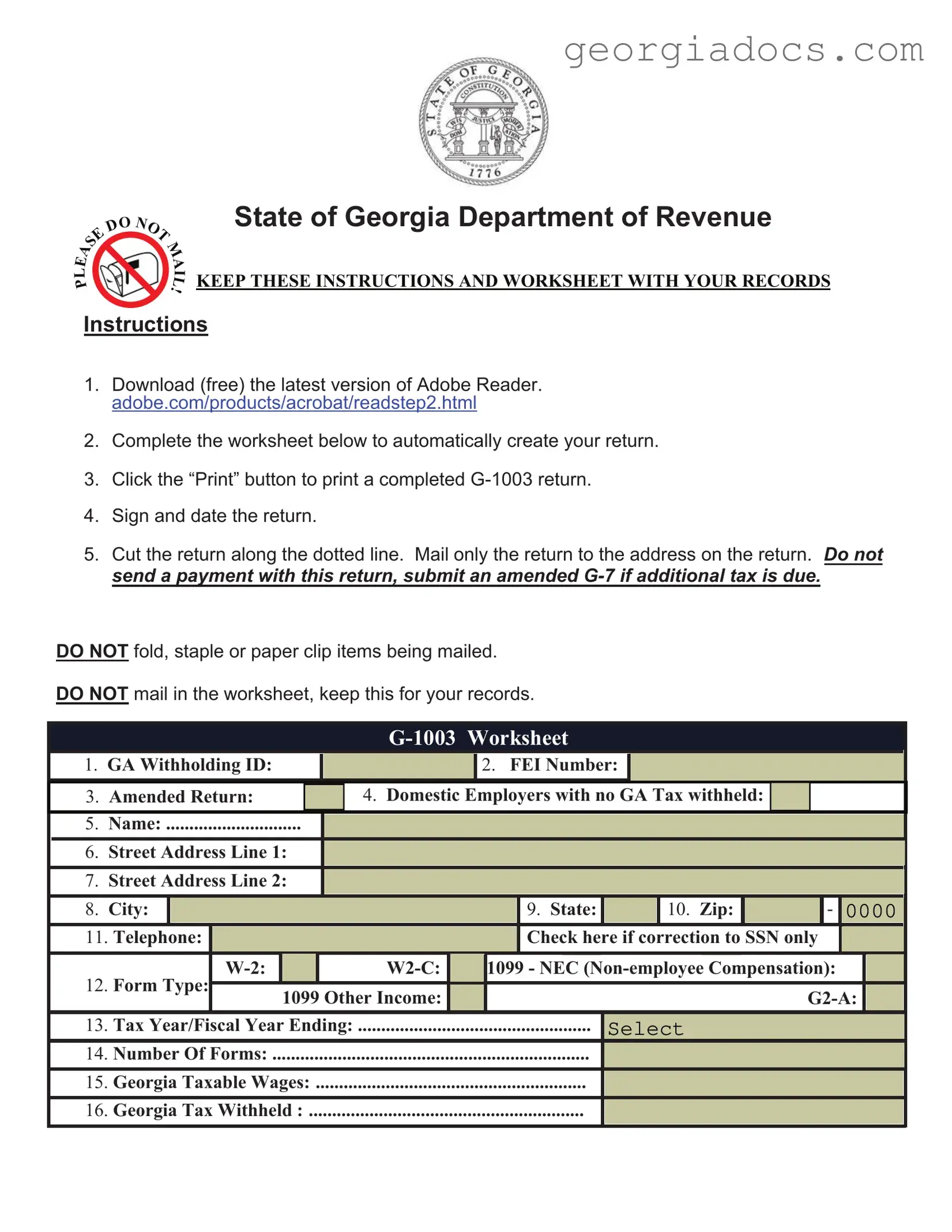 Georgia G 1003 Template in PDF
