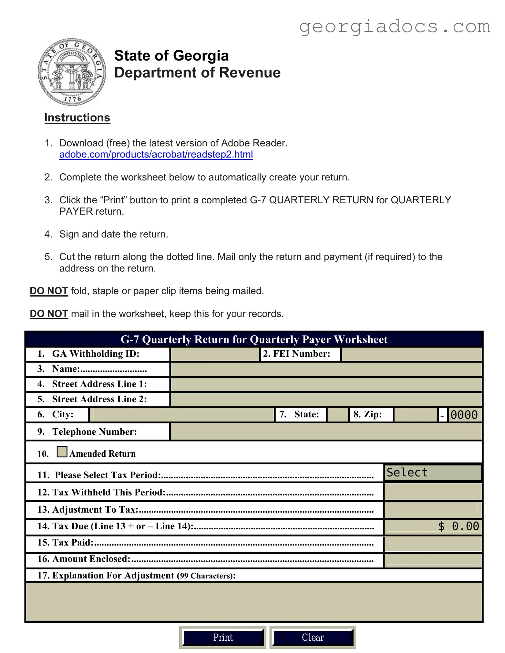 Georgia G 7 Template in PDF
