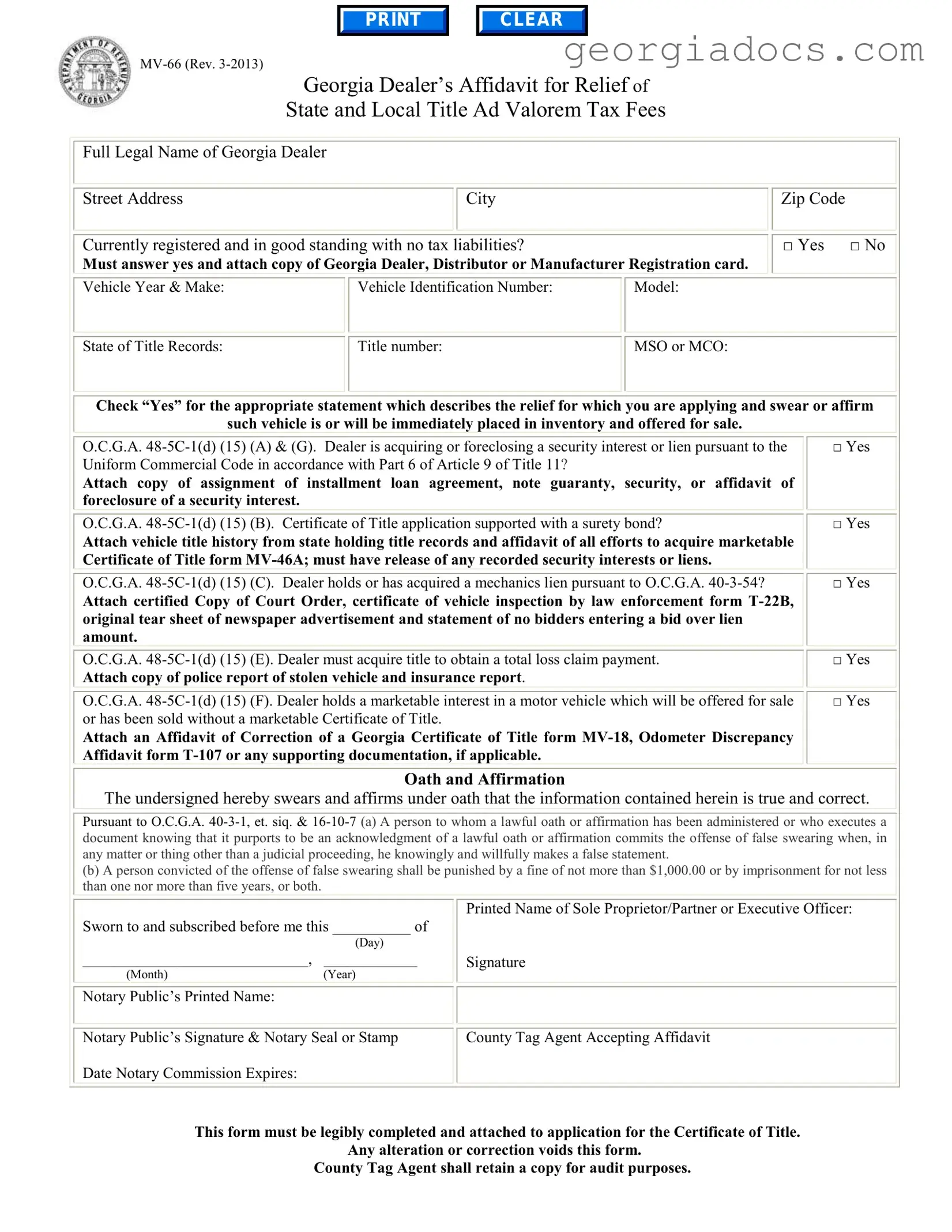 Georgia Mv 66 Template in PDF