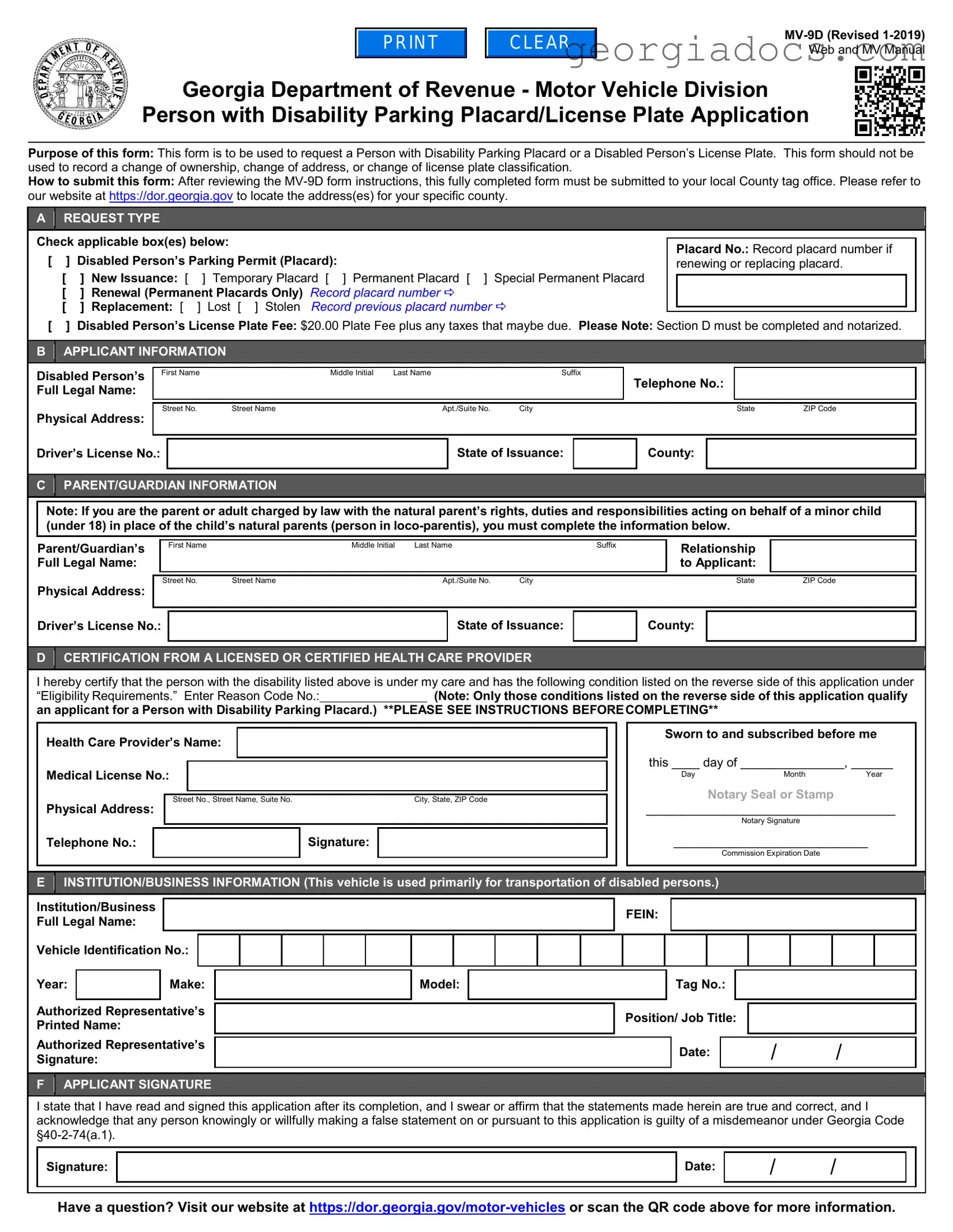 Georgia Mv 9D Template in PDF