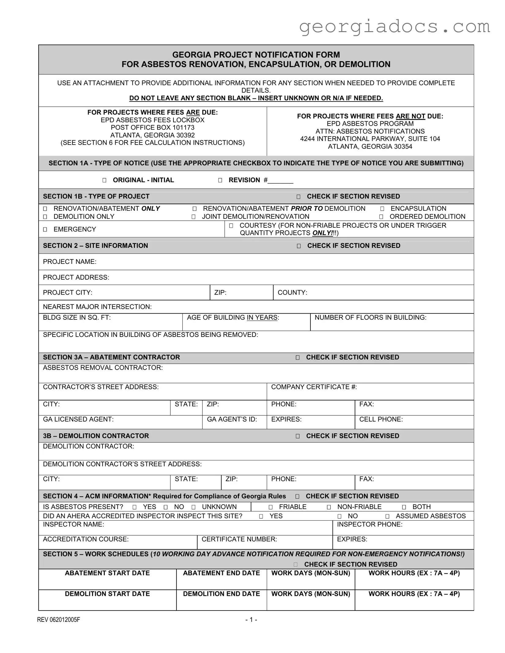 Georgia Notification Template in PDF