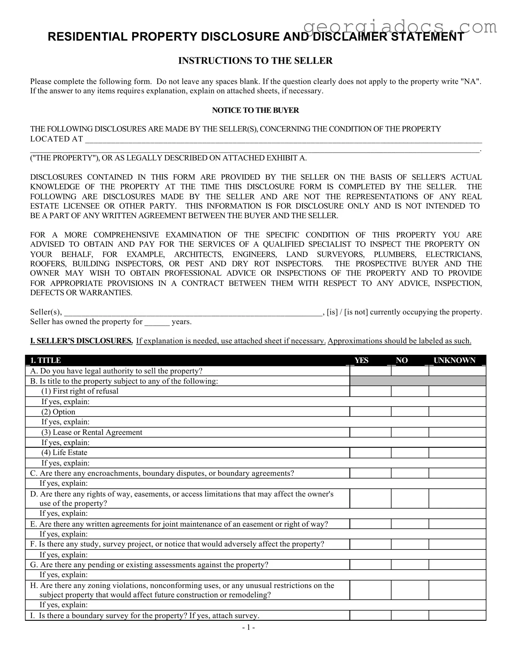 Georgia Residential Real Estate Template in PDF