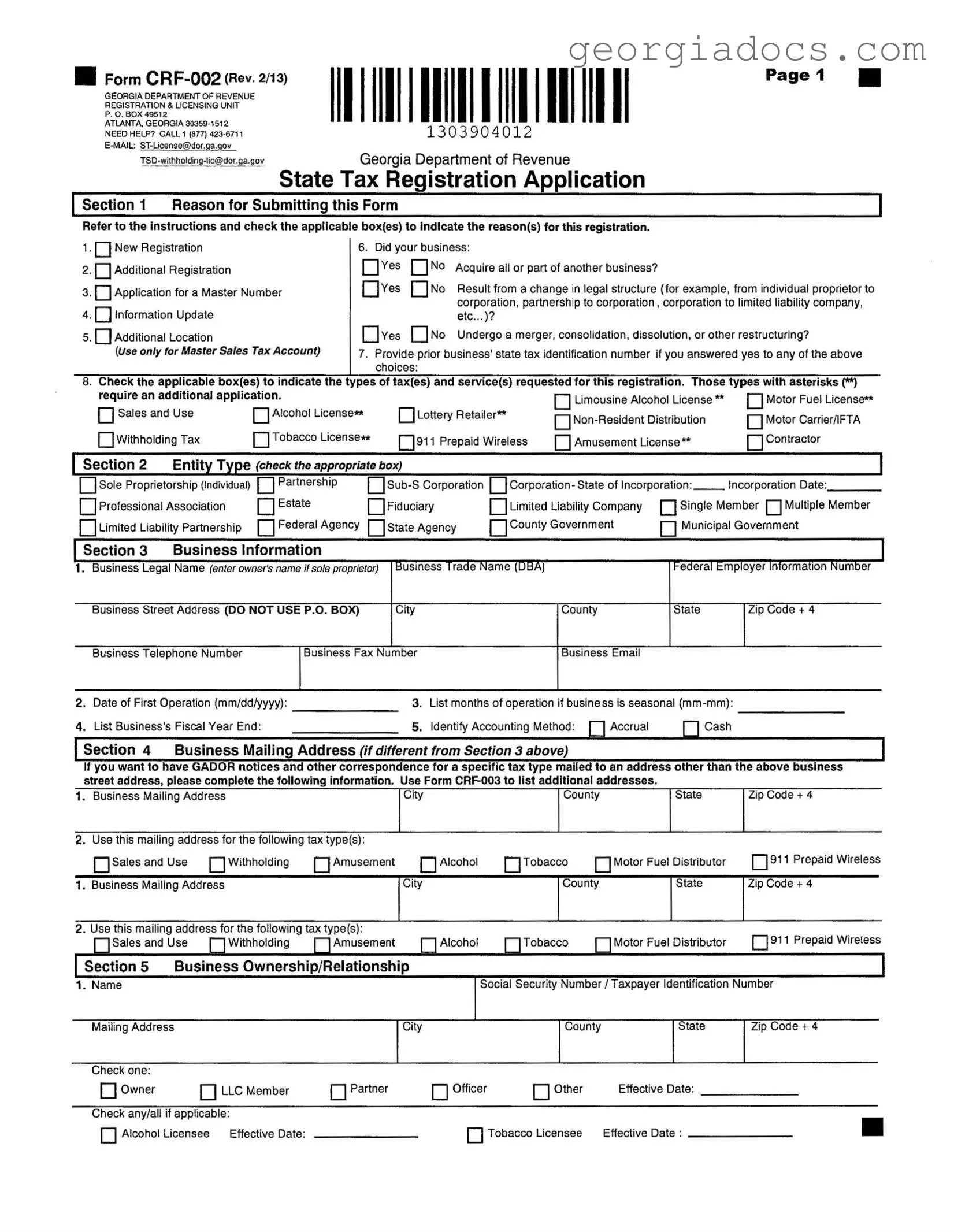 Georgia State Tax Instruction Template in PDF