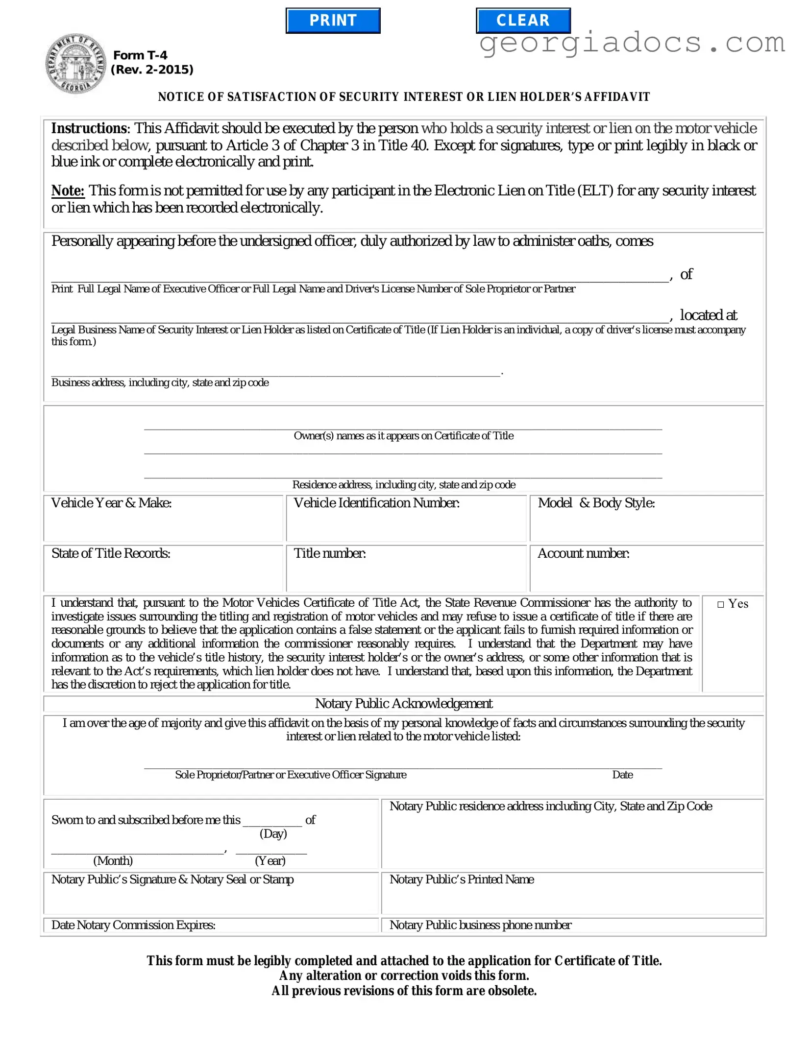 Georgia T4 Template in PDF