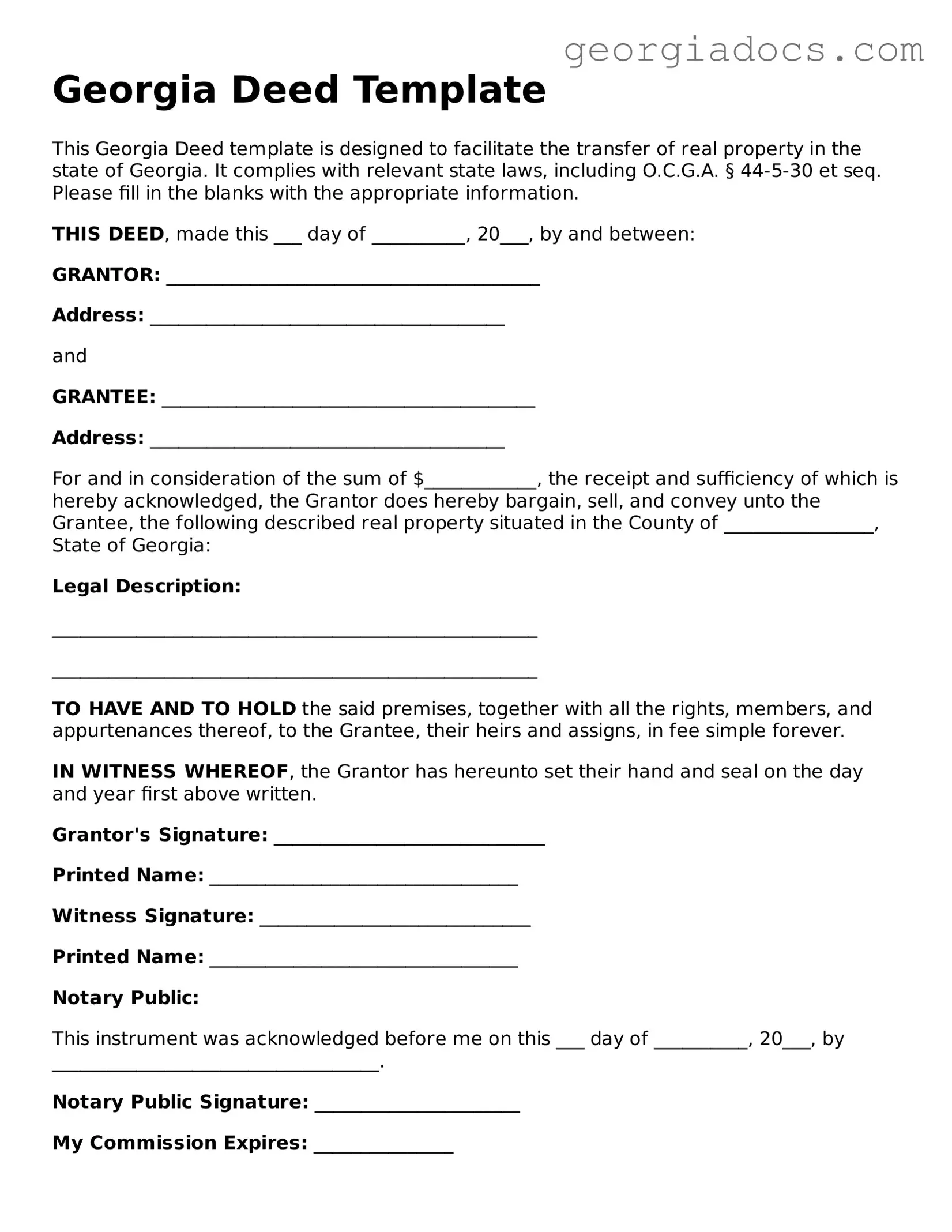  Deed Template for Georgia