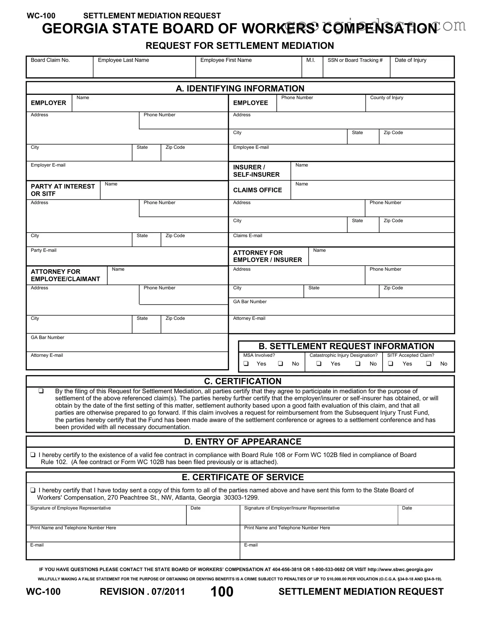 Georgia Wc 100 Template in PDF