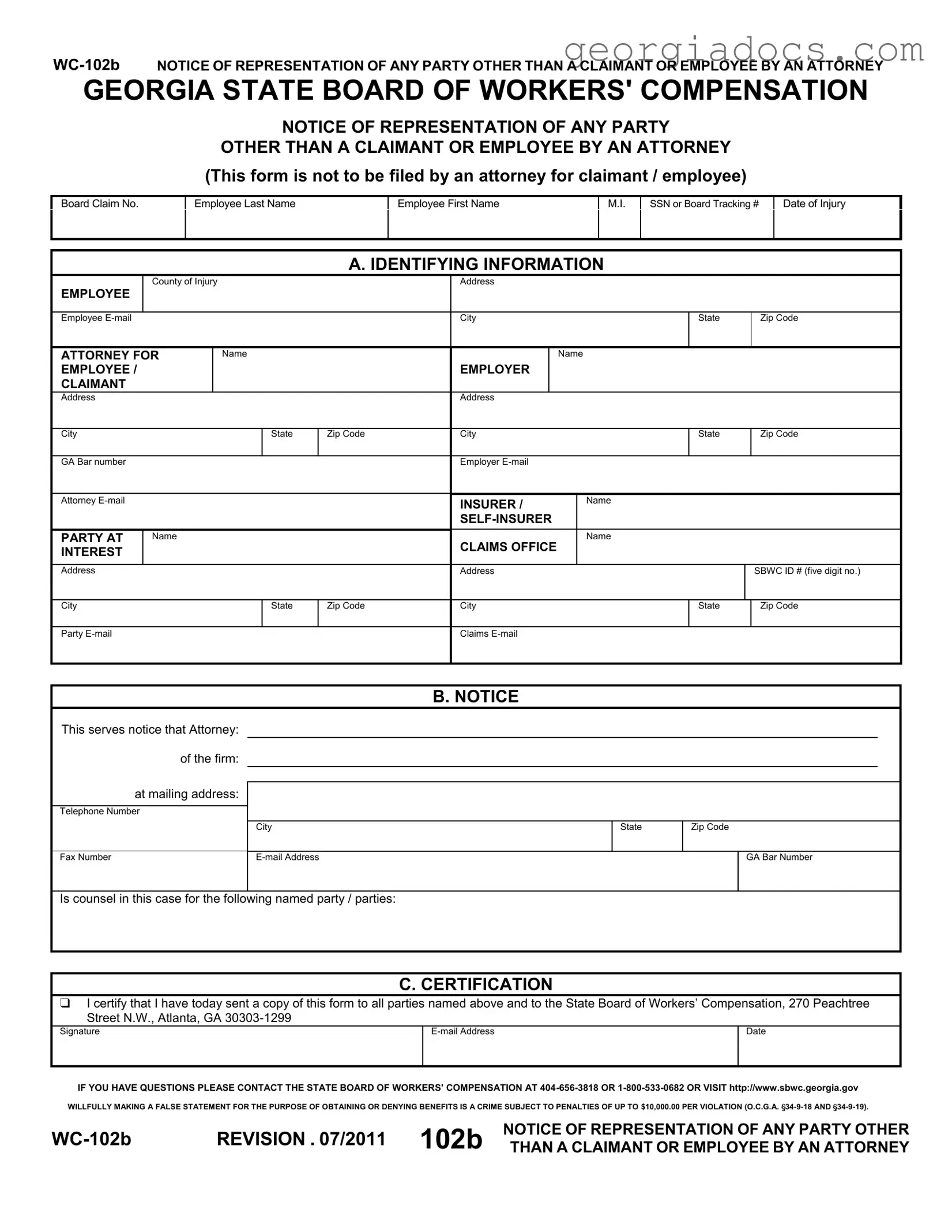 Georgia Wc 102B Template in PDF
