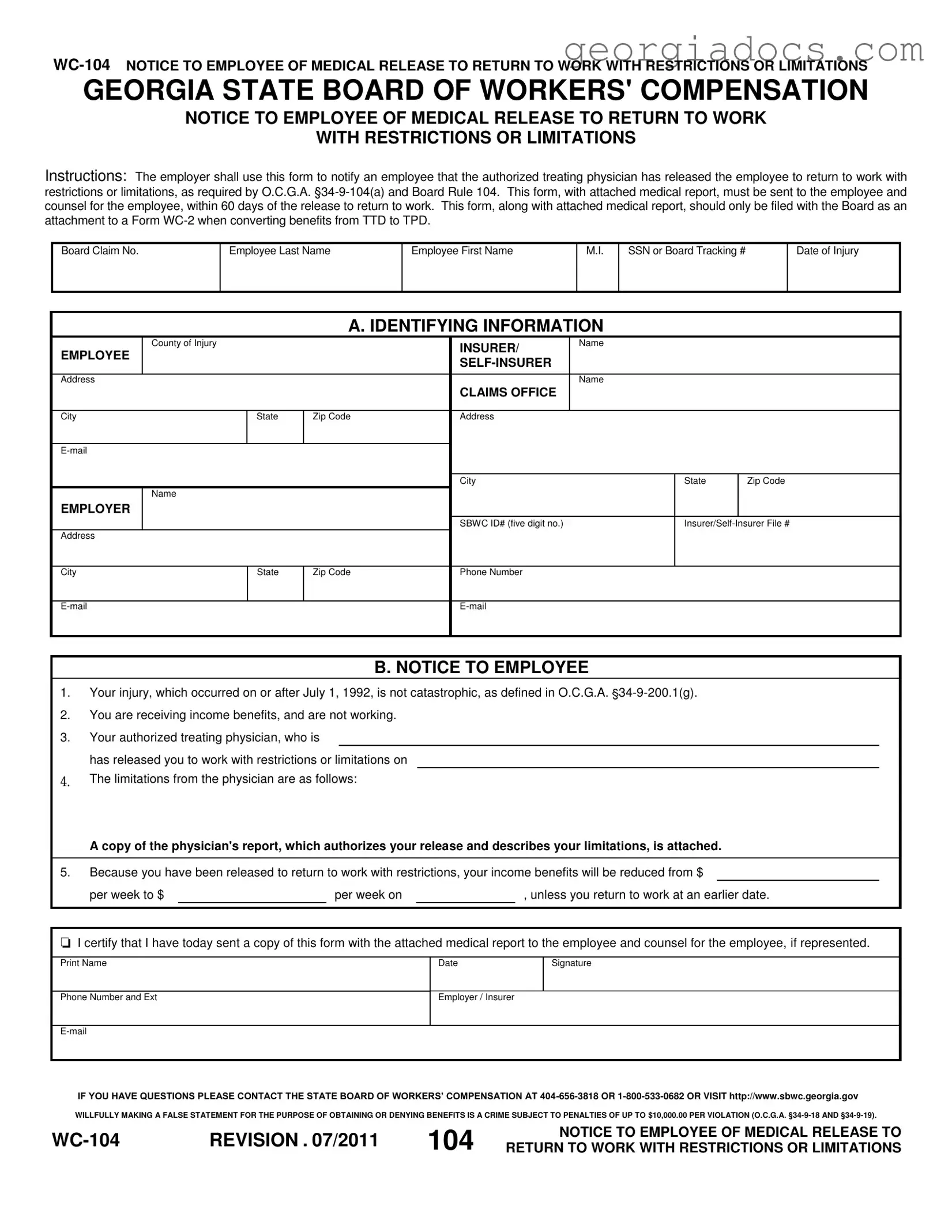 Georgia Wc 104 Template in PDF