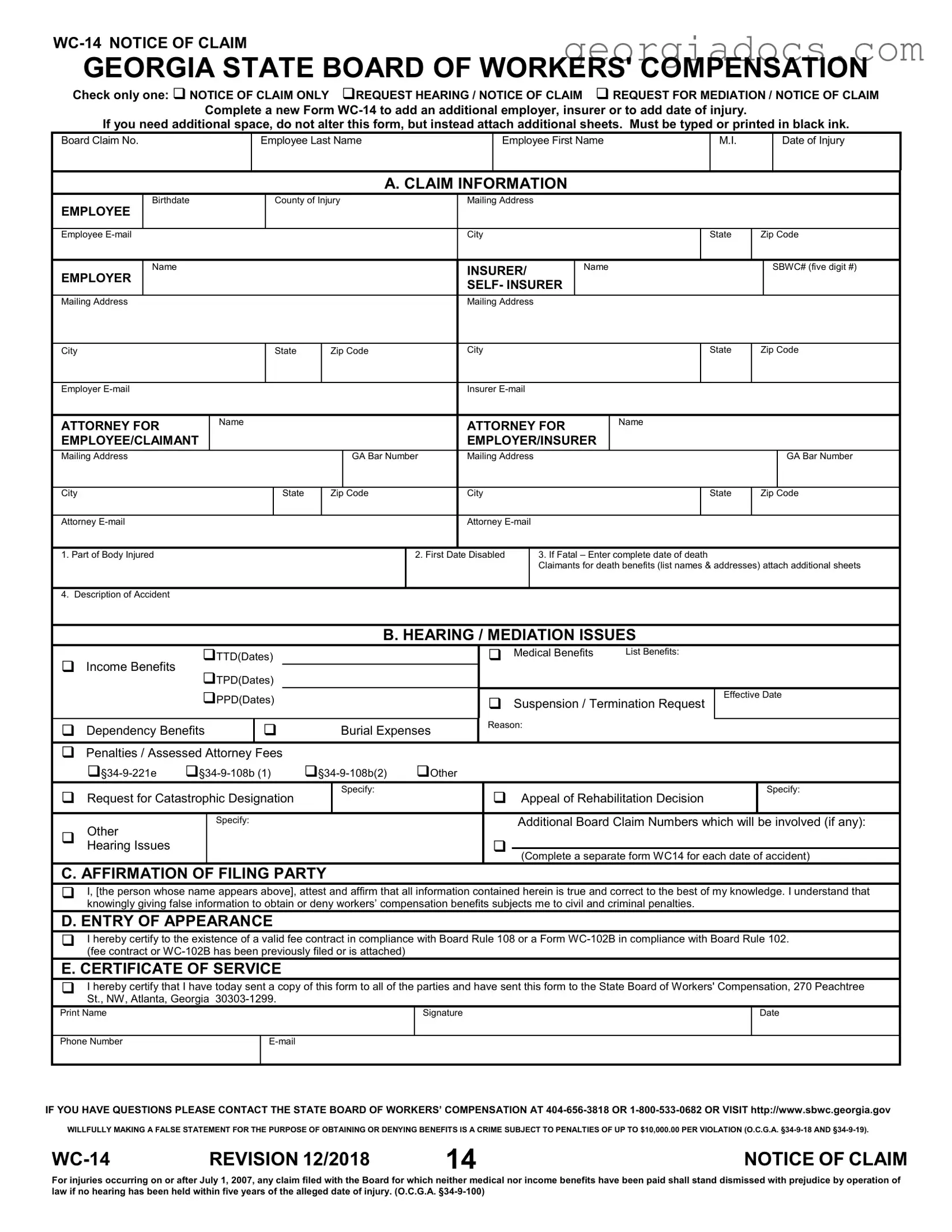 Georgia Wc 14 Template in PDF