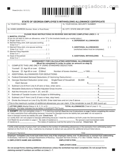 G 4 Georgia Template in PDF