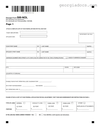 Georgia 500 Nol Template in PDF