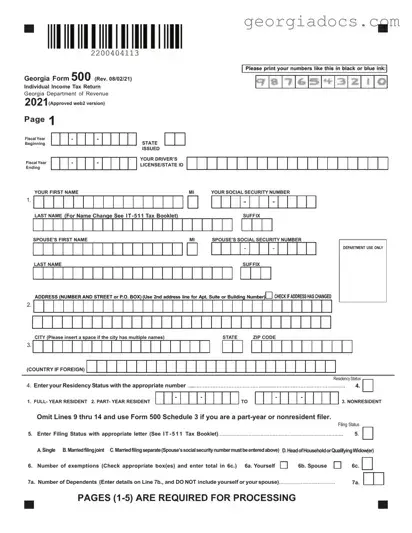 Georgia 500 Template in PDF