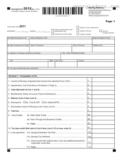 Georgia 501X Template in PDF