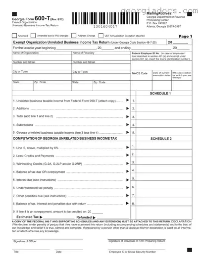 Georgia 600 T Template in PDF