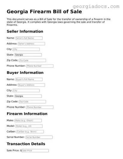  Firearm Bill of Sale Template for Georgia