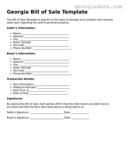  Bill of Sale Template for Georgia