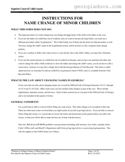 Georgia Change Name Minor Template in PDF
