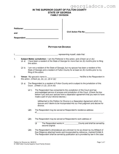Georgia Divorce Template in PDF