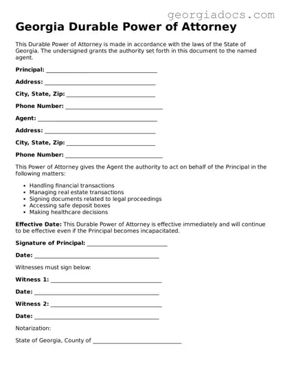  Durable Power of Attorney Template for Georgia