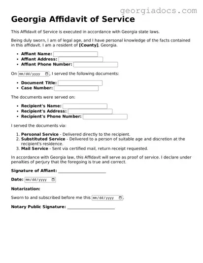  Affidavit of Service Template for Georgia