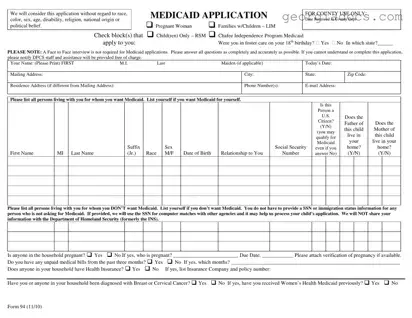 Georgia Medicaid Application Template in PDF