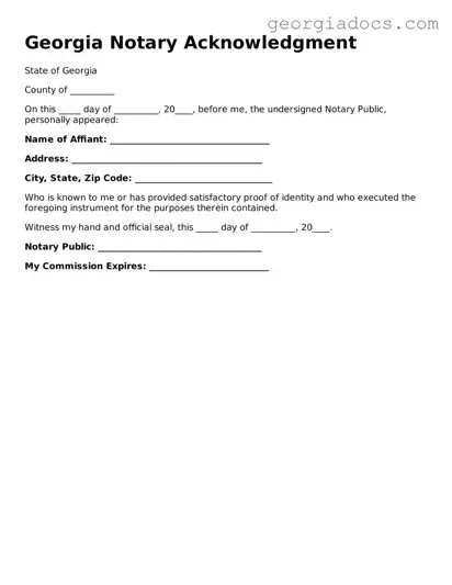  Notary Acknowledgement Template for Georgia