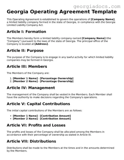  Operating Agreement Template for Georgia