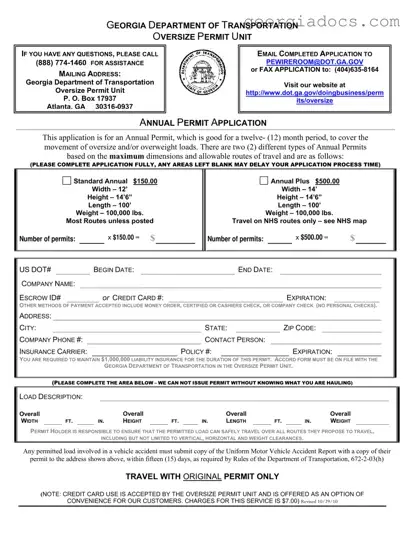 Georgia Permit Application Template in PDF