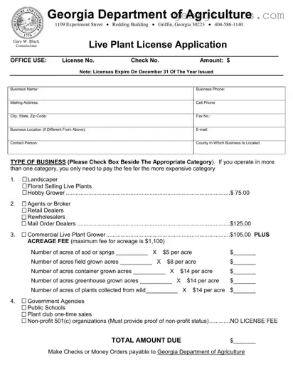 Georgia Plant License Application Template in PDF