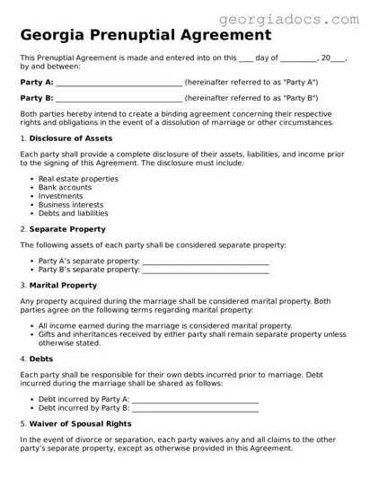 Prenuptial Agreement Template for Georgia