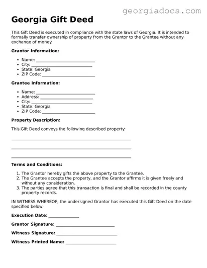  Gift Deed Template for Georgia
