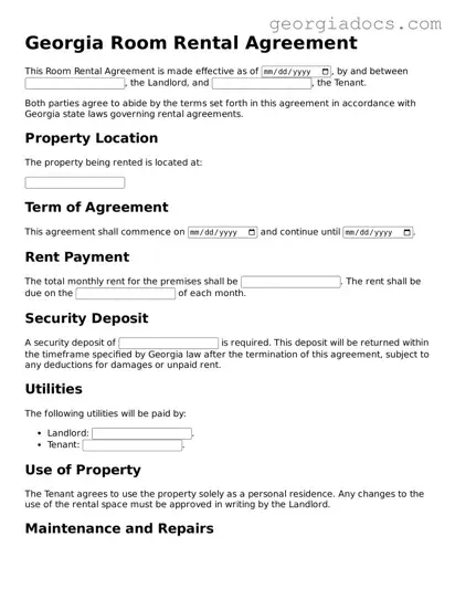  Room Rental Agreement Template for Georgia