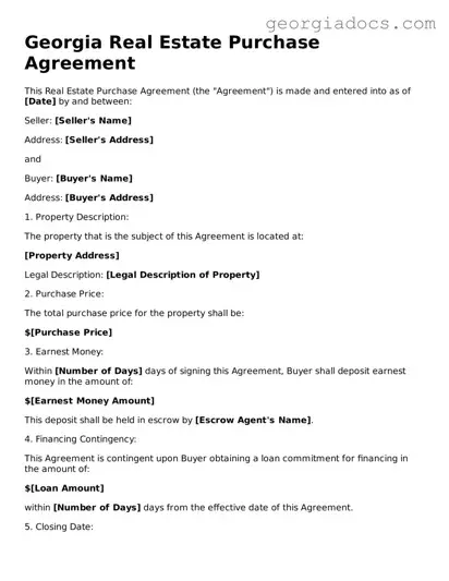  Real Estate Purchase Agreement Template for Georgia