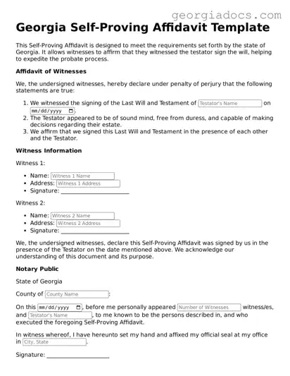  Self-Proving Affidavit Template for Georgia
