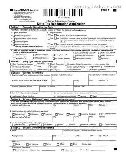 Georgia State Tax Instruction Template in PDF