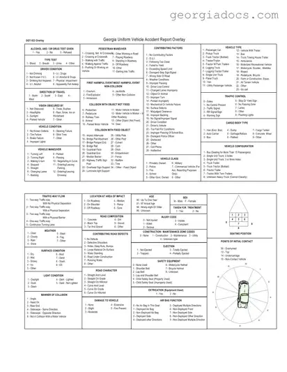 Georgia Uniform Vehicle Accident Overlay Template in PDF