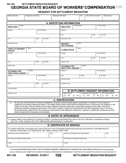 Georgia Wc 100 Template in PDF