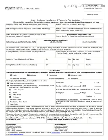 Mv6 Georgia Template in PDF