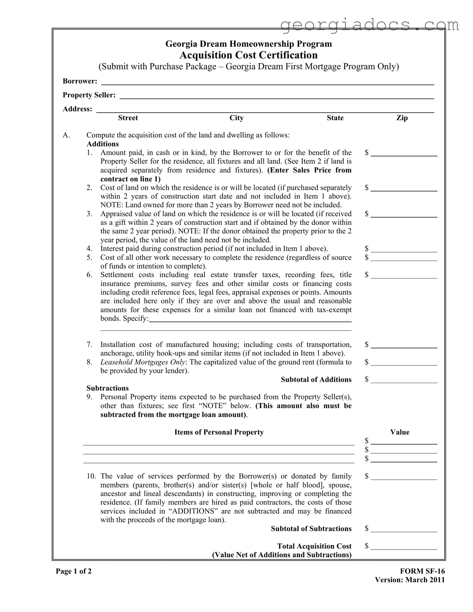 Sf 16 Georgia Template in PDF