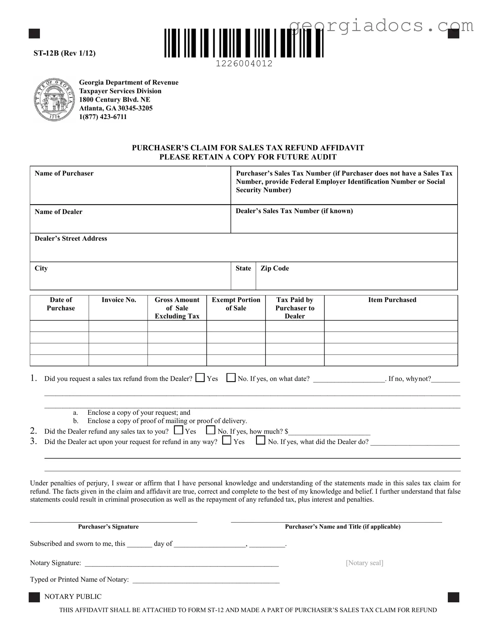 St 12B Georgia Template in PDF